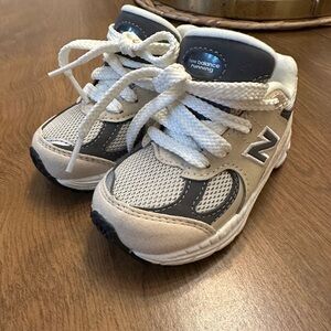 New Balance Kids' Cream and Black Sneakers